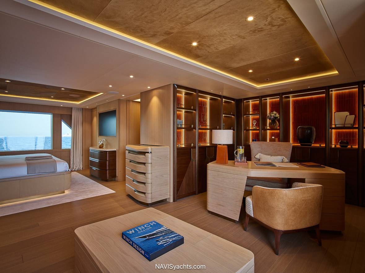 Inside the Amels 60LE "Come Together", featuring luxurious interiors by Winch Design, blending elegance with modern functionality.