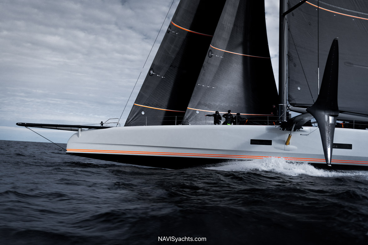 Close-up of Raven’s innovative foil-assisted hull design