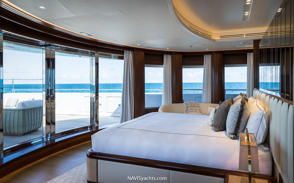 Panoramic view from the owner suite of the Benetti Calex