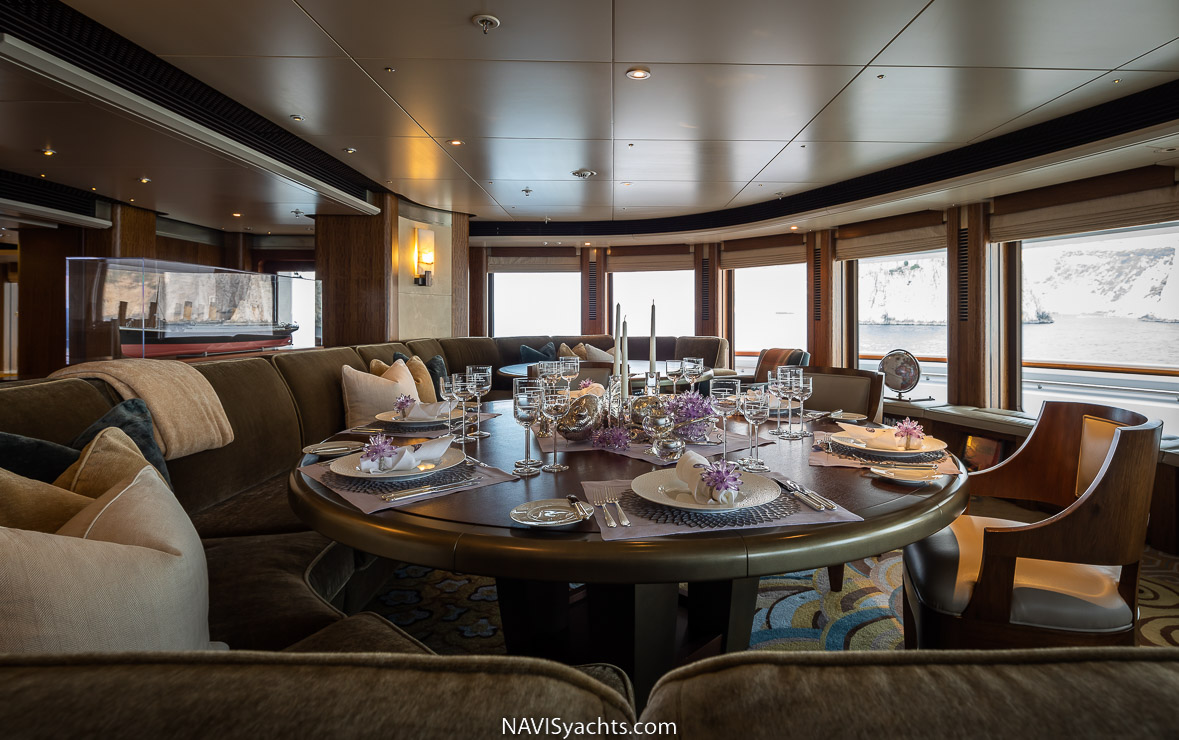 Lurssen Octopus' observation lounge with panoramic views