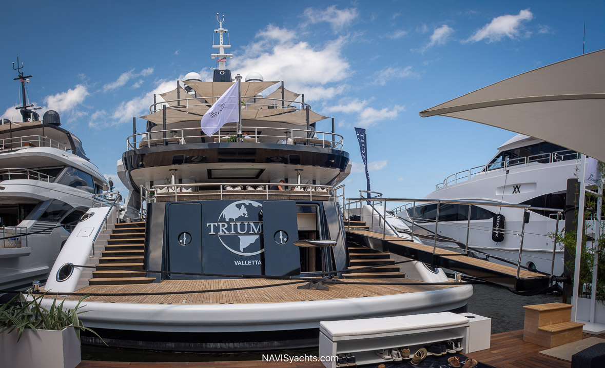 Benetti’s M/Y Triumph 65M, a blend of engineering and aesthetic finesse, debuted at the Palm Beach show.