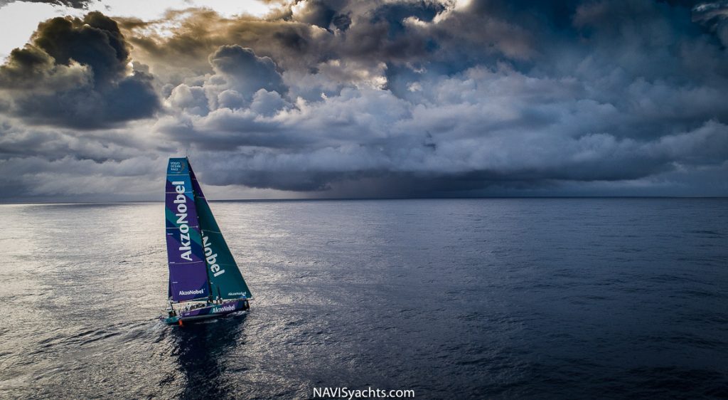 Leg 8 from Itajai to Newport, Day 8 on board AkzoNobel. 30 April, 2018. Drone shots.