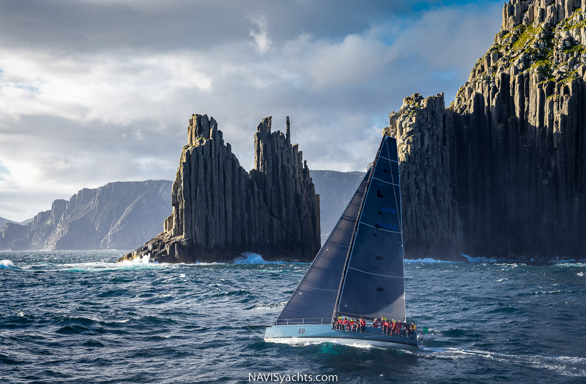 Crew navigating the offshore waters during the yacht race