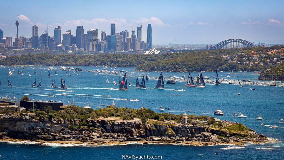The starting line of the race in Sydney Harbor