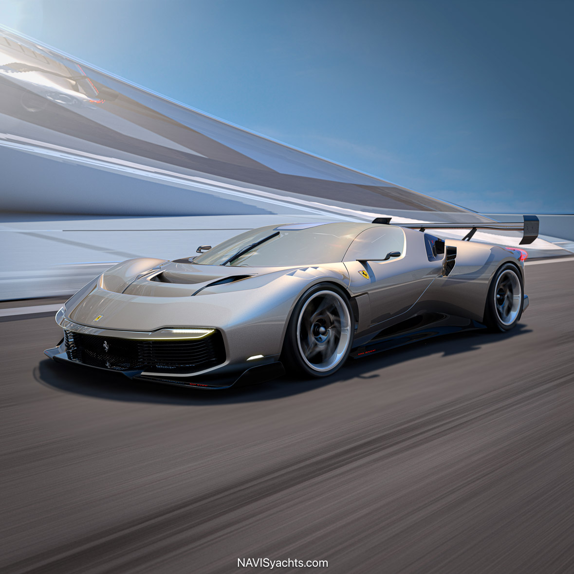 Ferrari KC23 front view highlighting sleek aerodynamic design