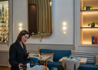 NEORA St. Moritz dining room with Aegean-inspired interior design